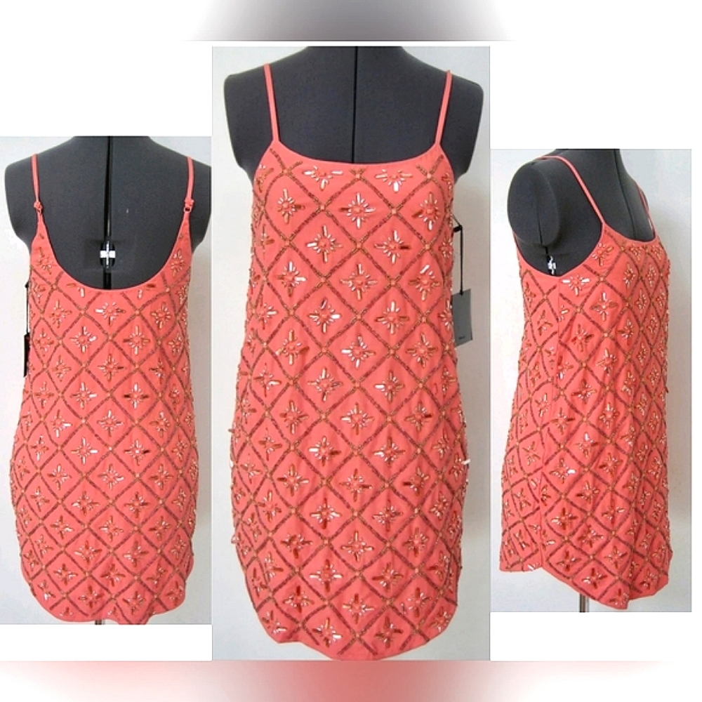 NBD REVOLVE HYPNOTIZE ME MICRO MINI CORAL BEADS SEQUINS Sz SM. DEAL!